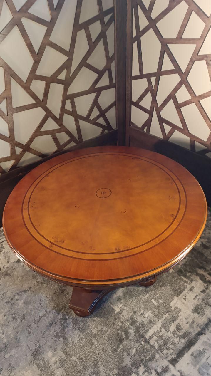 Revival Round Dining Table With 4 Victorian Chairs – Carved Pedestal Base photo vinterior