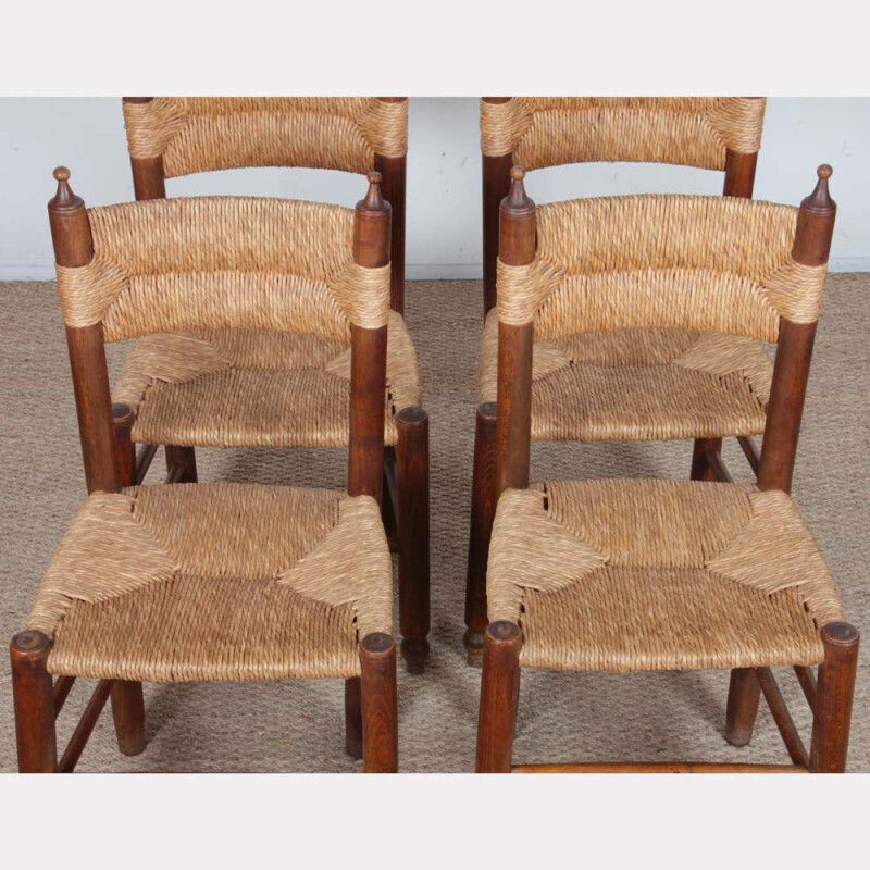 Set Of 6 Straw Chairs, French Craftsmanship, 1940 photo buy