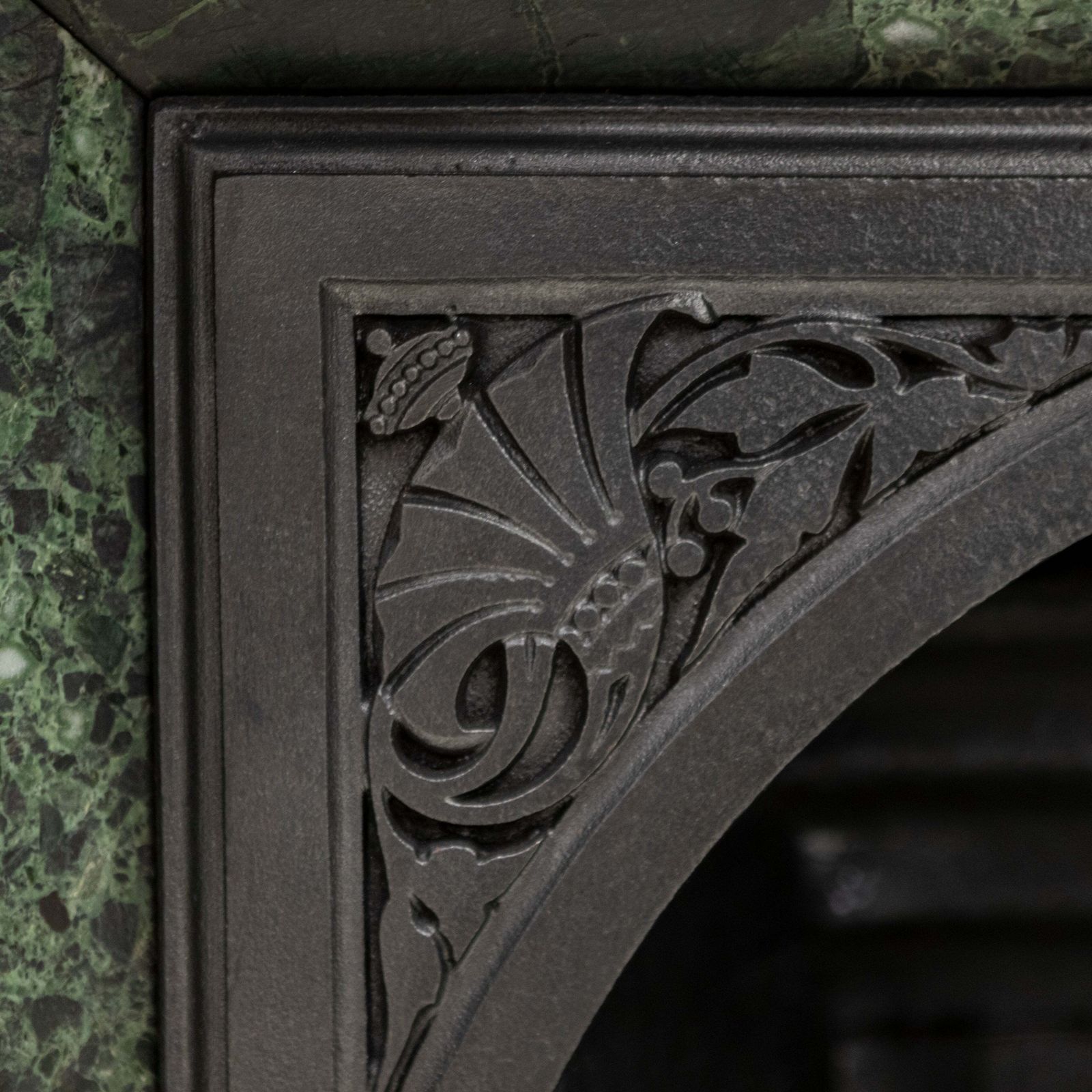 Antique Victorian Cast Iron Insert With Verde Antico Marble photo buy