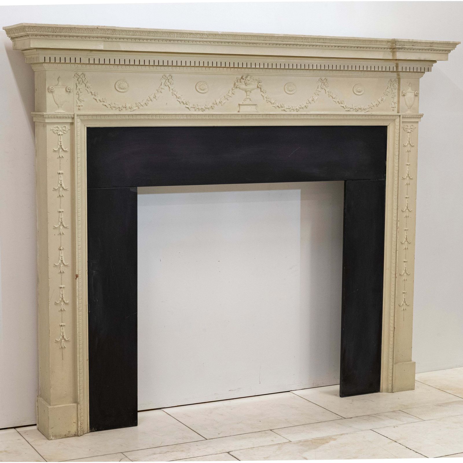 Reclaimed Ornate Regency Style Wooden Surround With Slate Slips photo furniture
