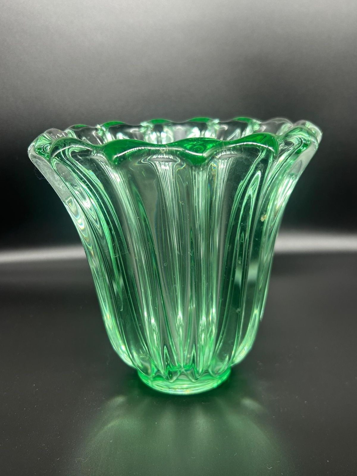 Green Crystal Vase By Pierre D'avesn Sculptural Design 1950s France photo furniture