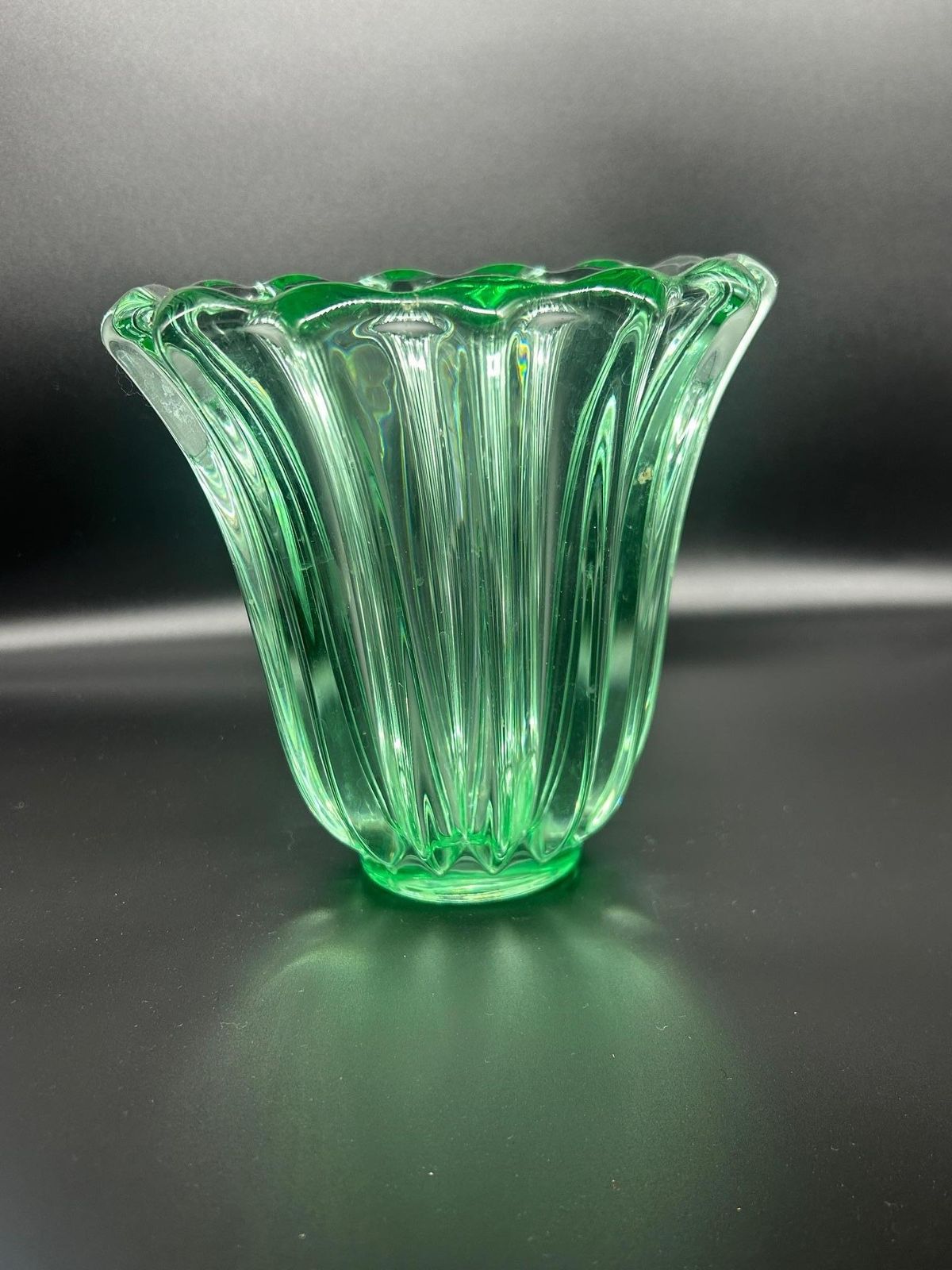 Green Crystal Vase By Pierre D'avesn Sculptural Design 1950s France photo Home Decor