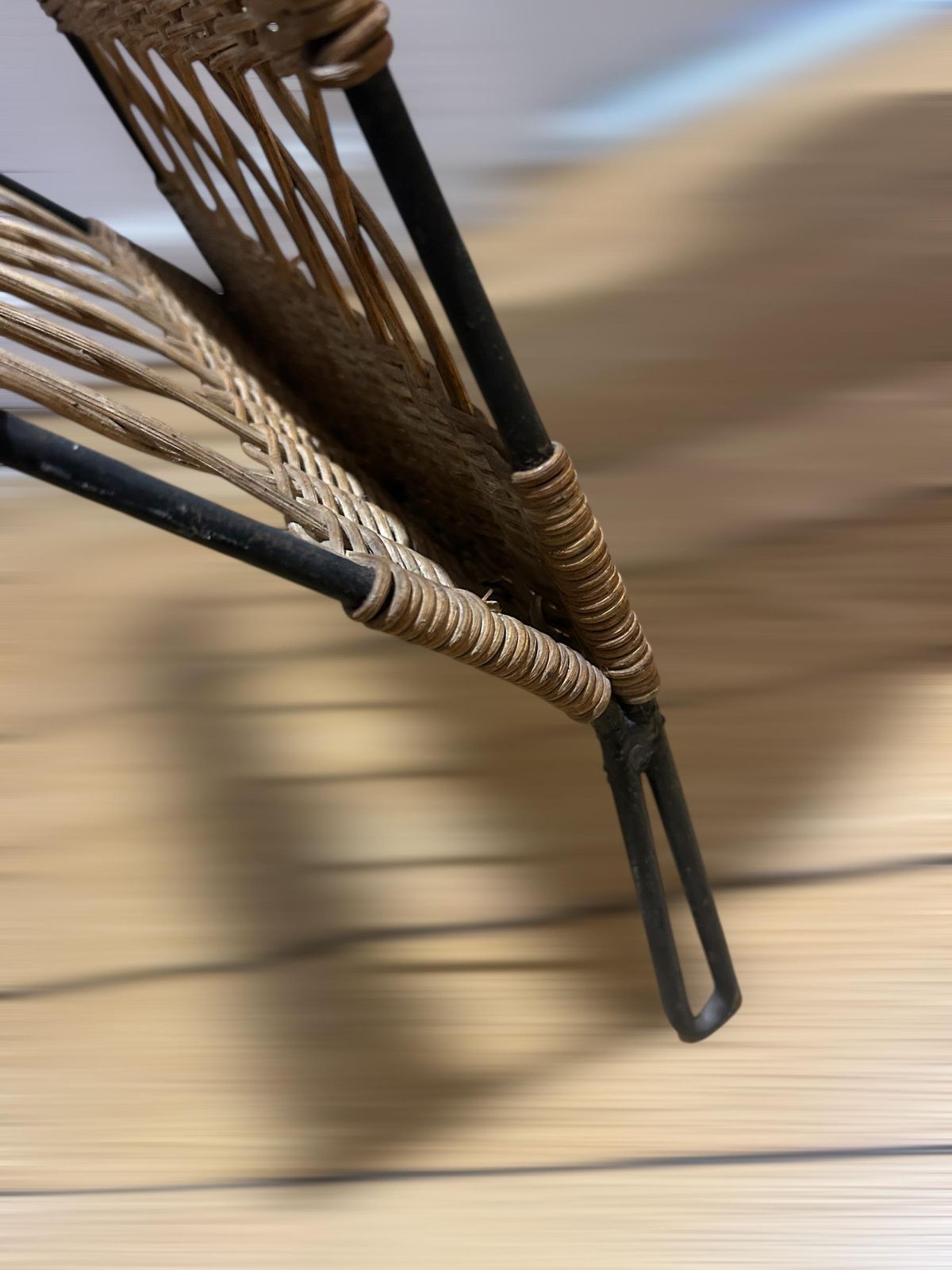 photo vinterior Free Form Table In Woven Wicker And Metal By Raoul Guys 1950s