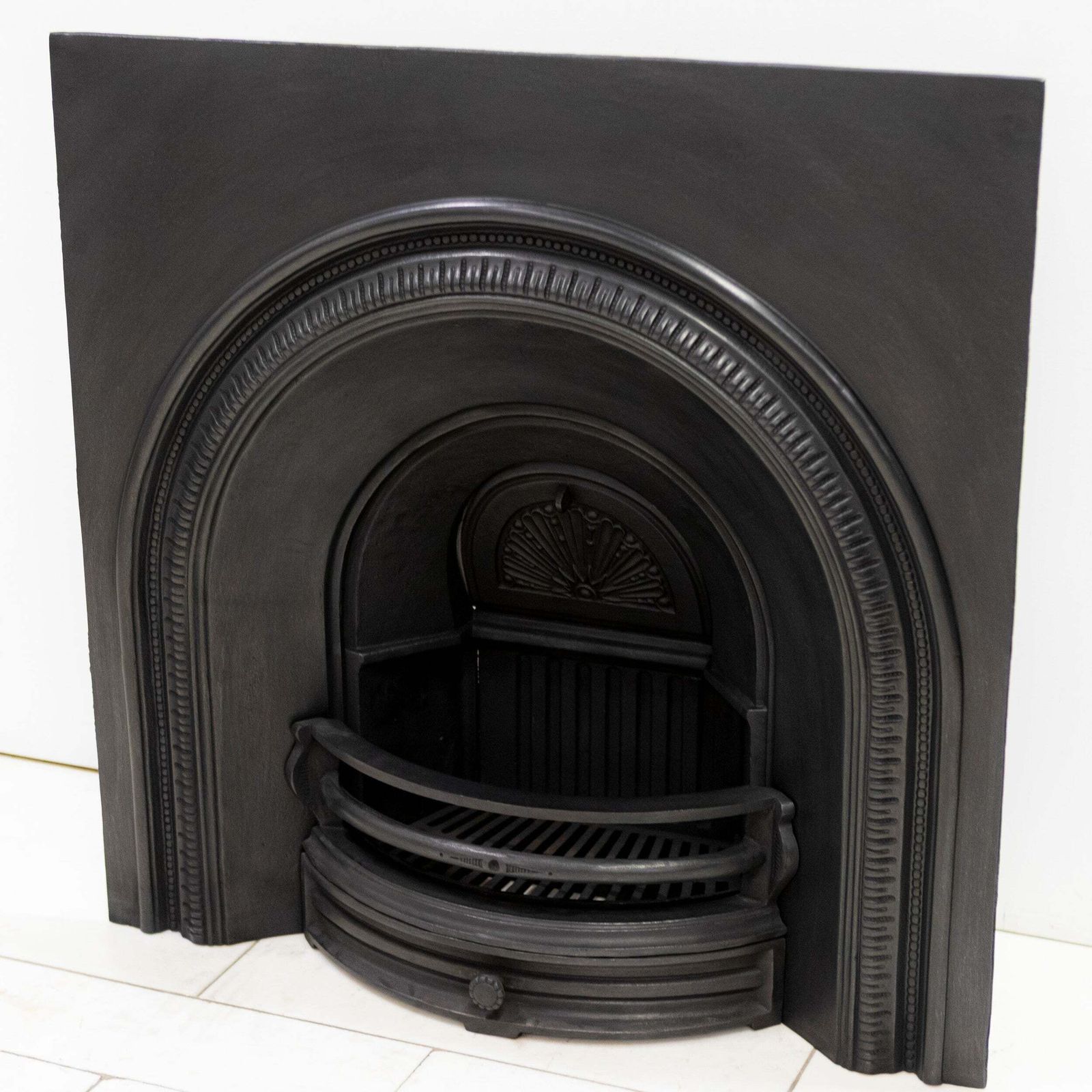 Antique Cast Iron Arched Fireplace Insert photo for sale