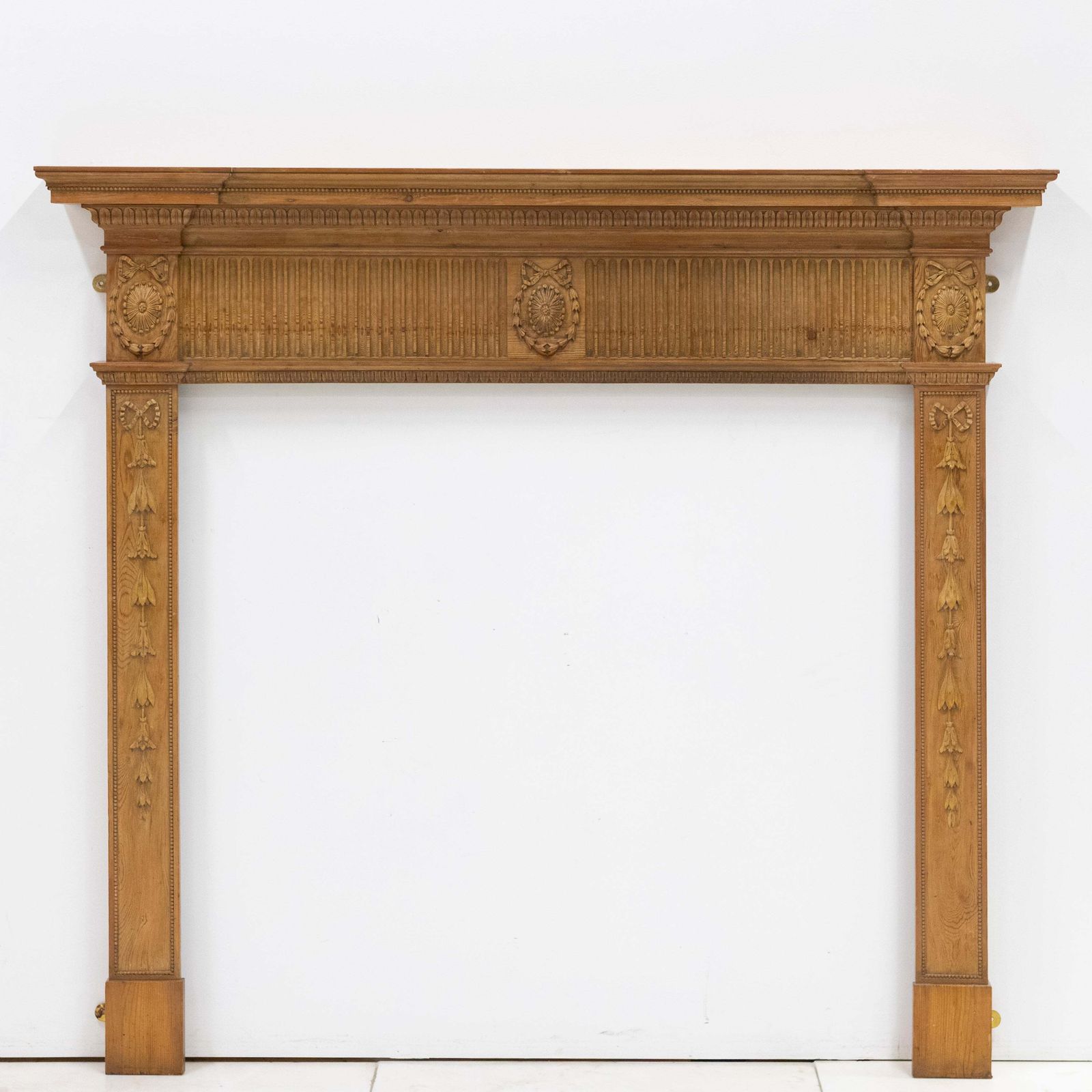 Antique Georgian Pine Wooden Fireplace Surround photo vintage