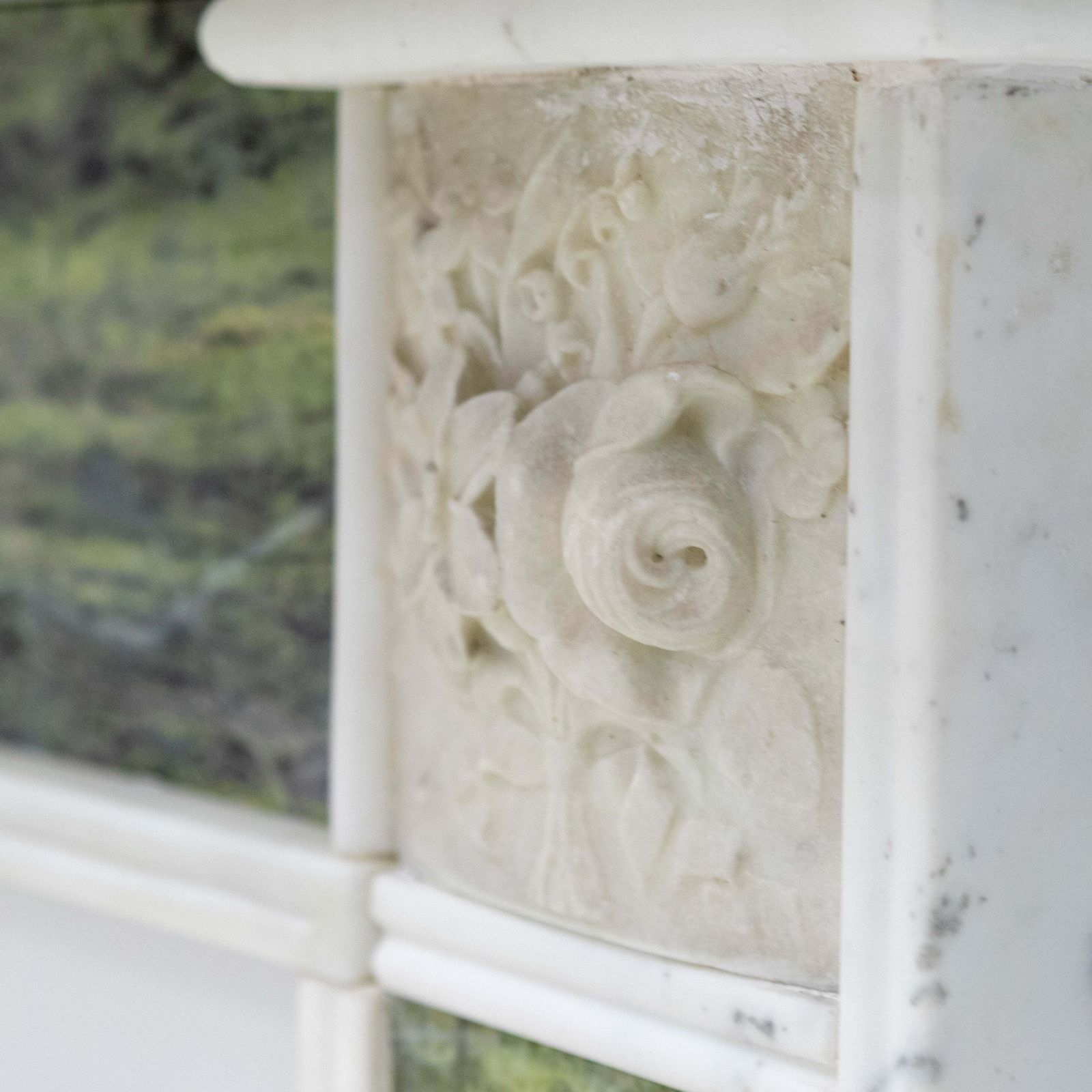 photo for sale Antique Regency Statuary & Verde Marble Fireplace Surround