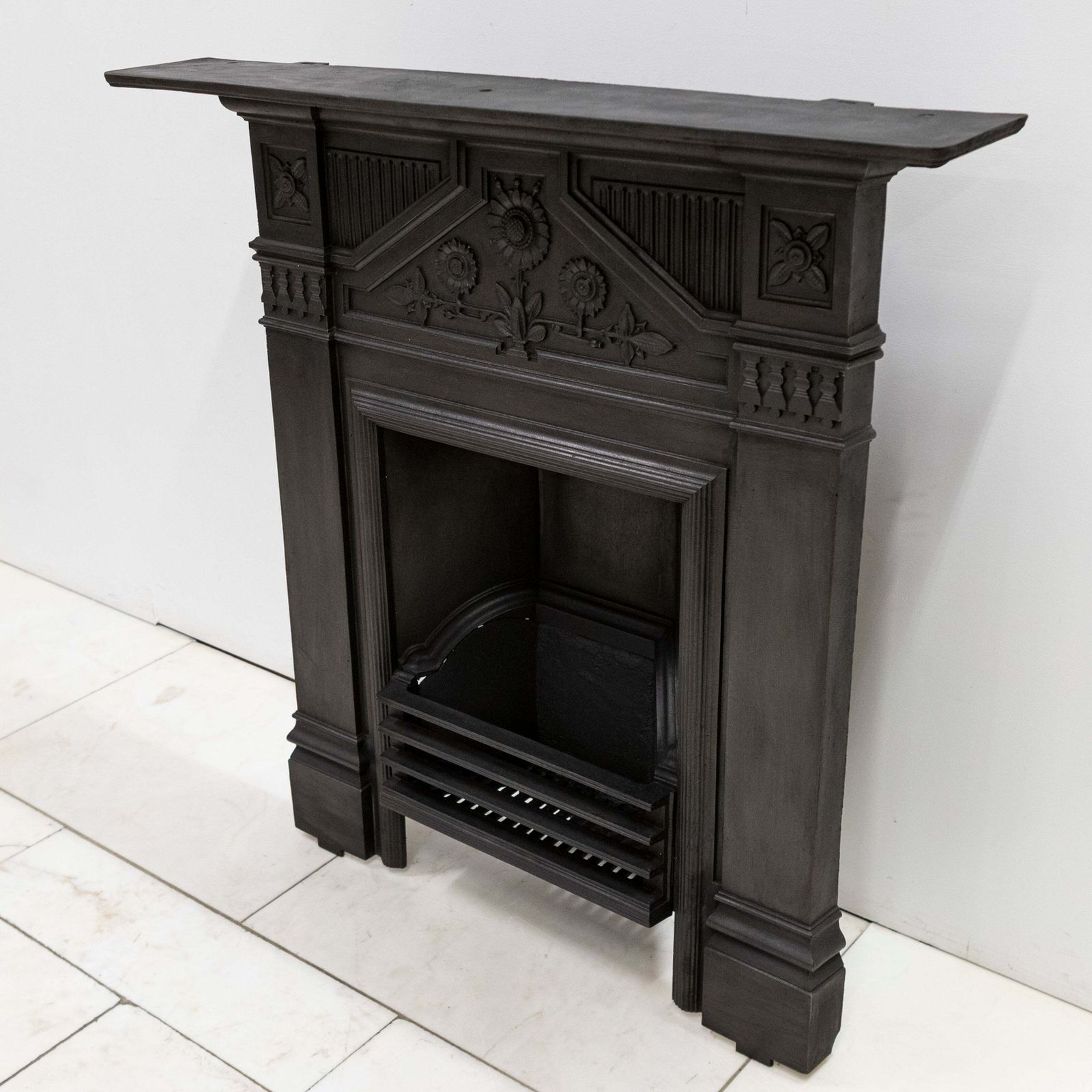Antique Cast Iron "The Daisy" Combination Fireplace photo for sale