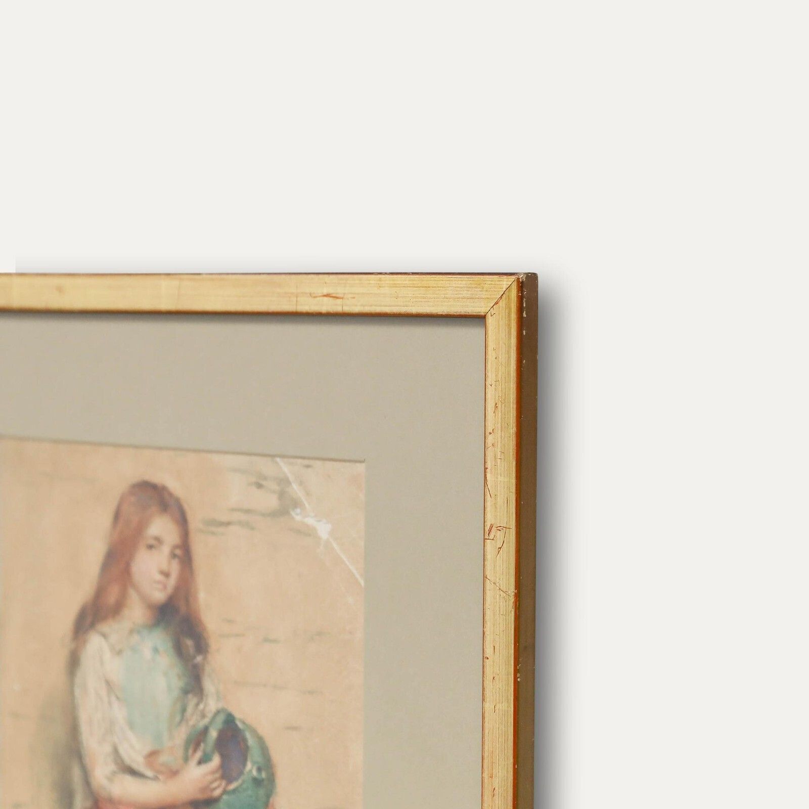Framed Late 19th Century Watercolour Portrait Of A Young Girl photo vinterior