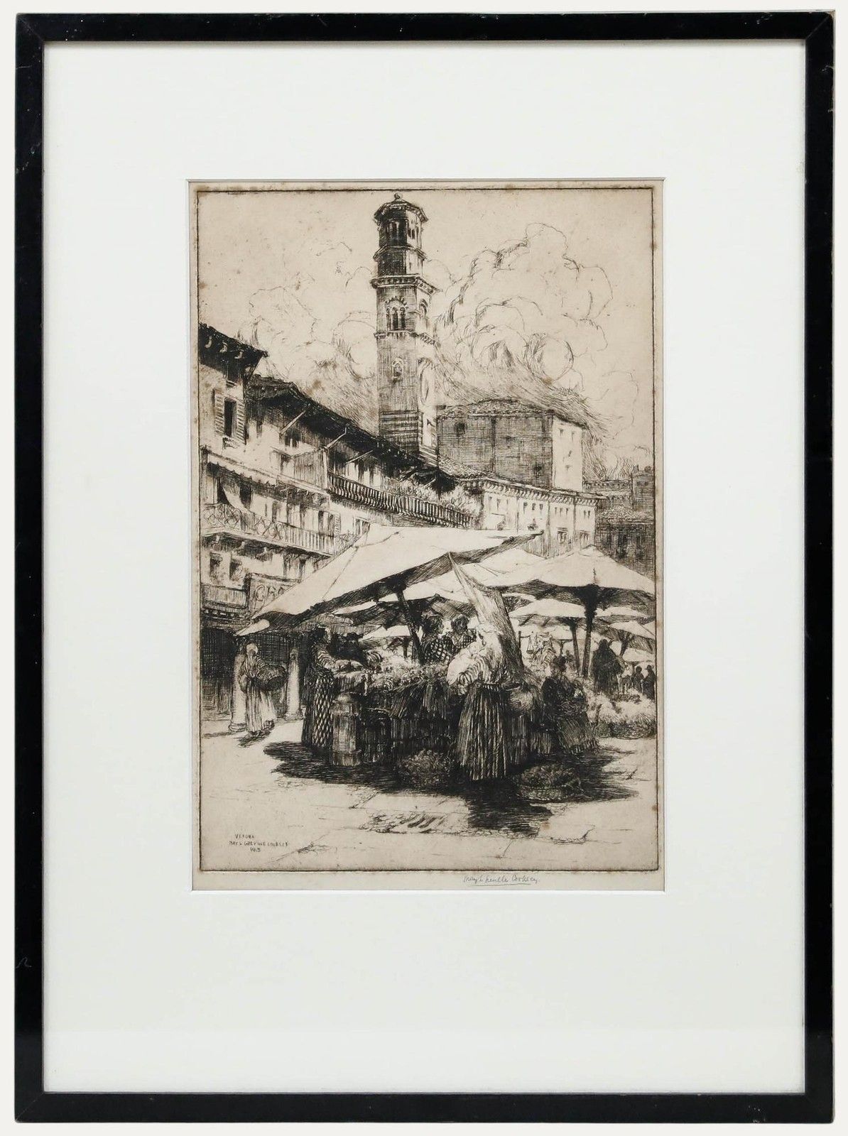 May Louise Greville Cooksey (1878 1943) 1915 Etching, Piazza Delle Erbe