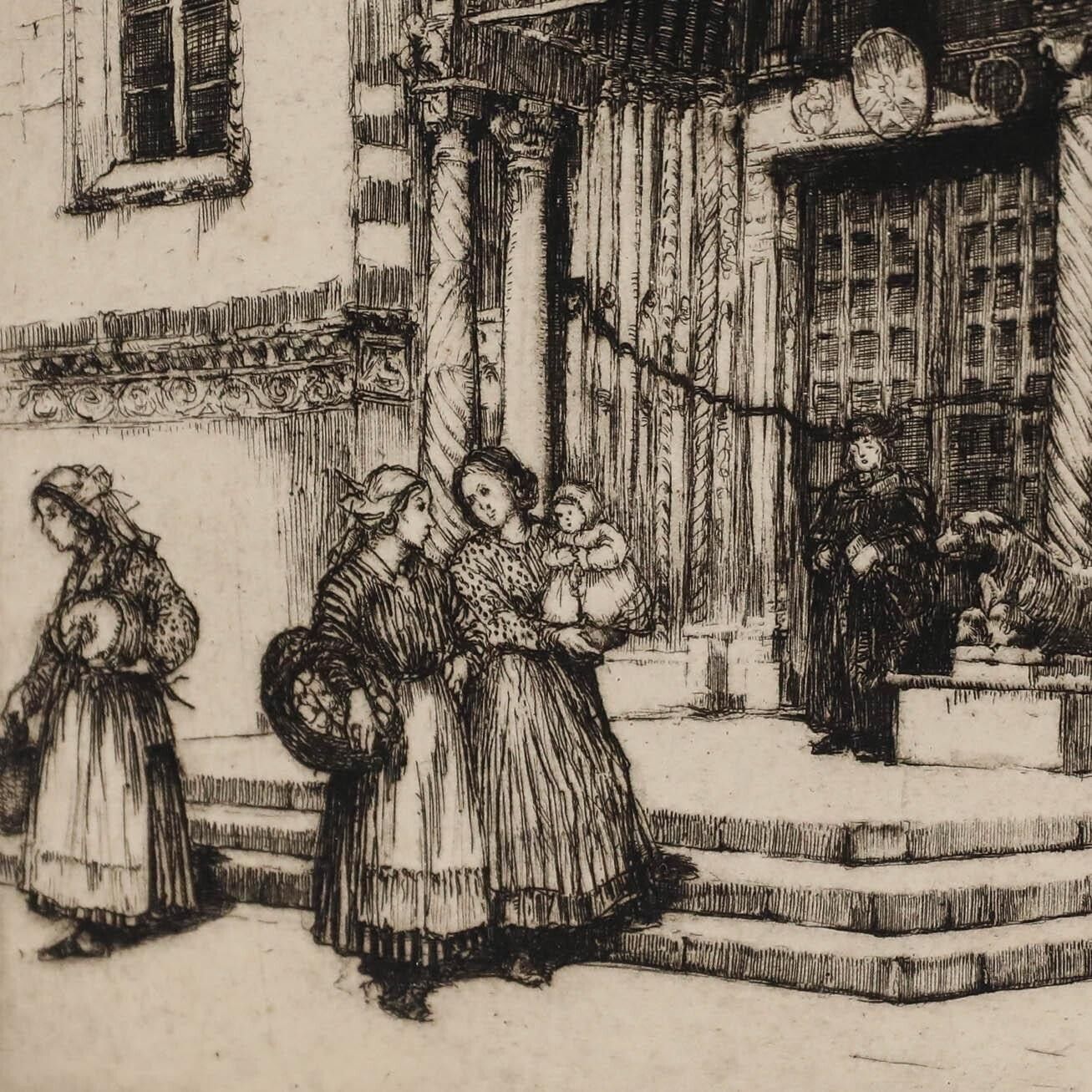 May Louise Greville Cooksey (1878 1943) Framed 1916 Etching, Verona Cathedral photo 195.0