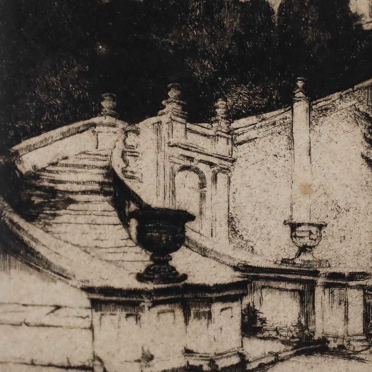 May Louise Greville Cooksey (1878 1943) Framed Etching, Villa D'este, Tivoli photo 175.0