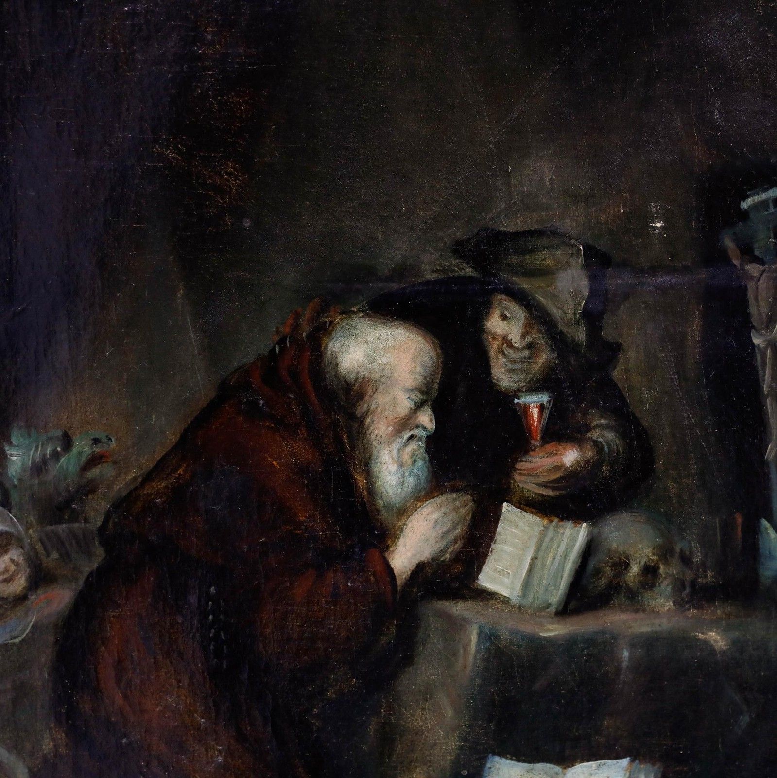 Framed 19th Century Oil The Temptation Of St Anthony photo for sale