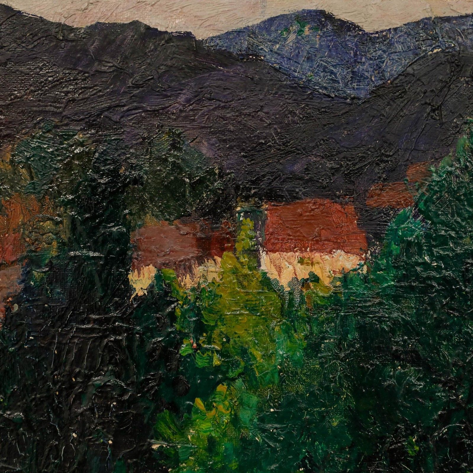 Anton Gold (1914 1970) Mid 20th Century Oil, Chalets In The Mountains photo Art