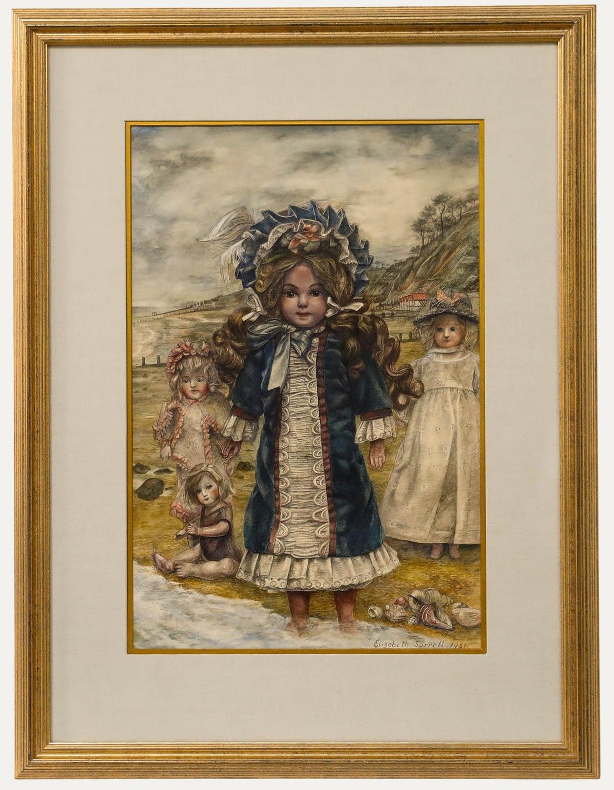 Elizabeth Sorrell Rws (1916 1991) Framed Watercolour, A Day At The Seaside