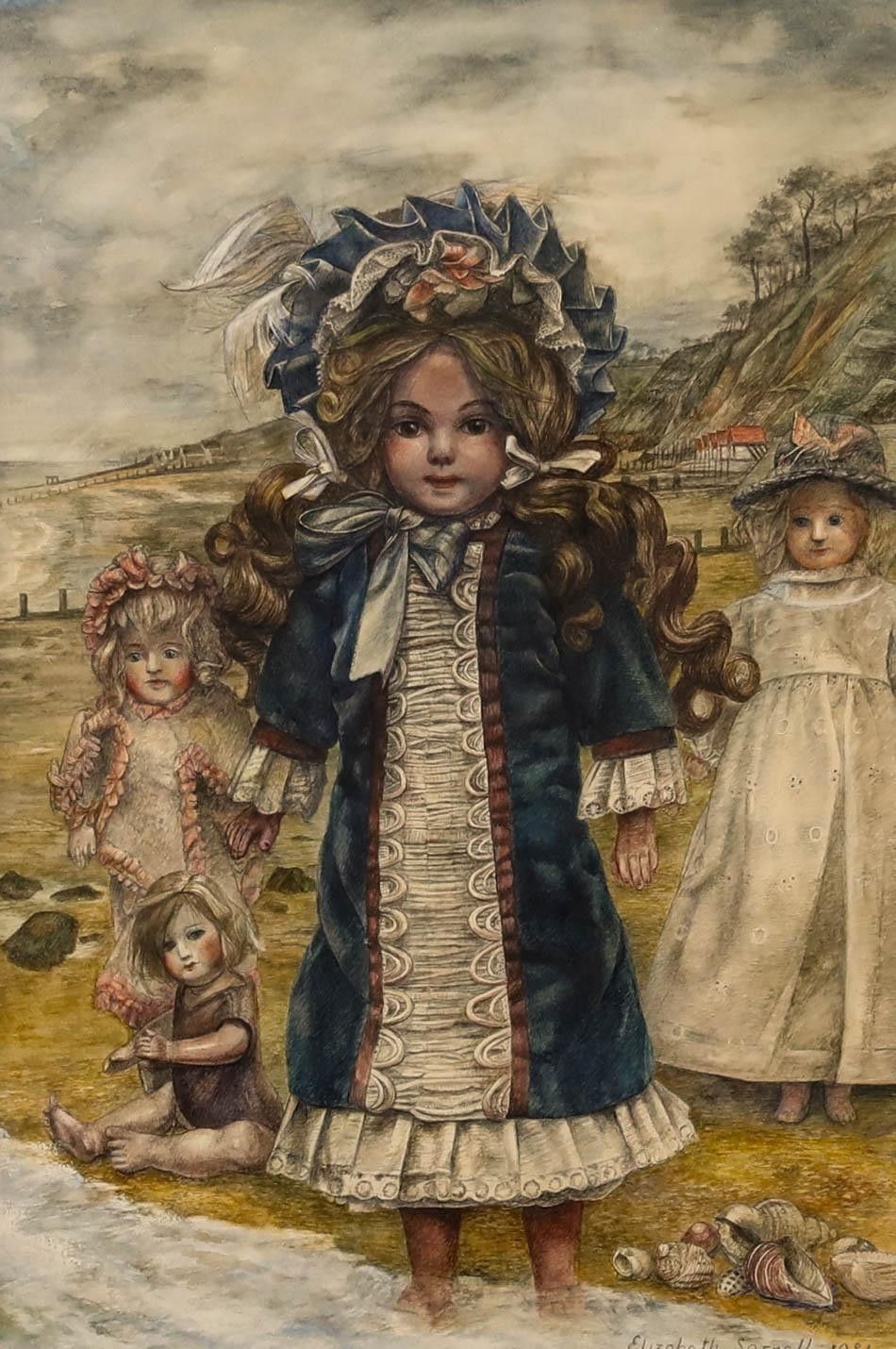 Elizabeth Sorrell Rws (1916 1991) Framed Watercolour, A Day At The Seaside photo furniture