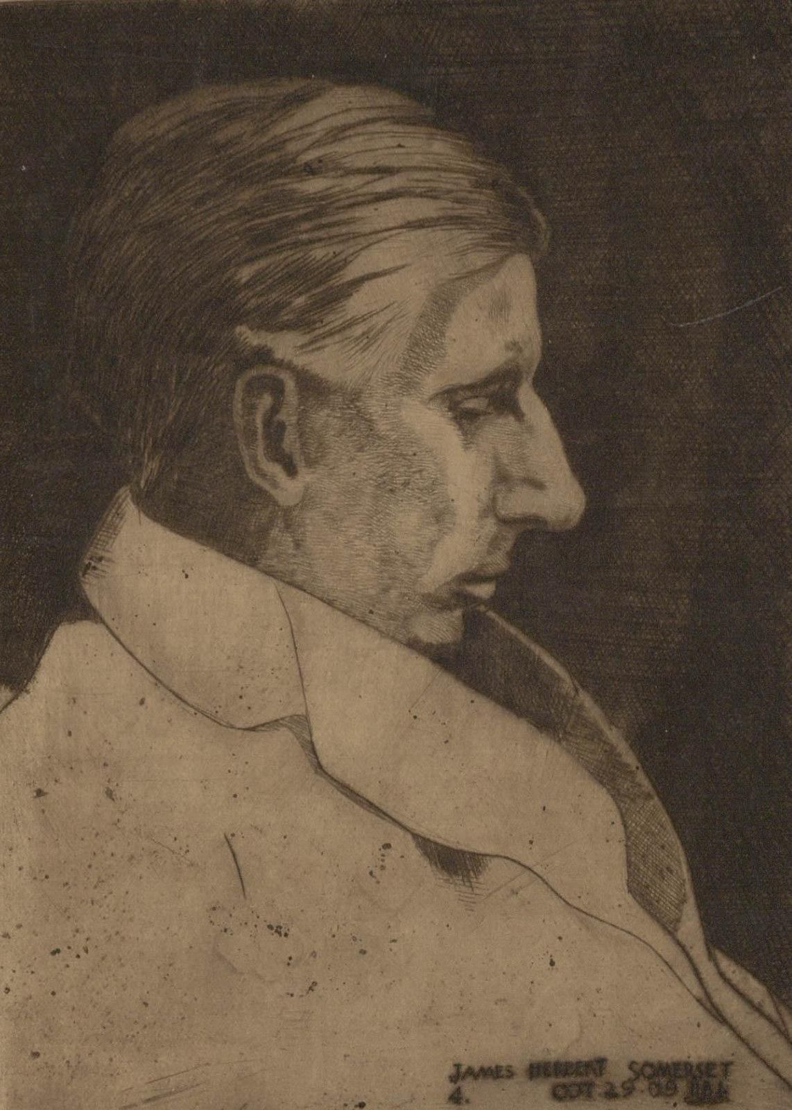 Harry B. Laycock 1909 Etching, Portrait Of James Herbert Somerset photo furniture