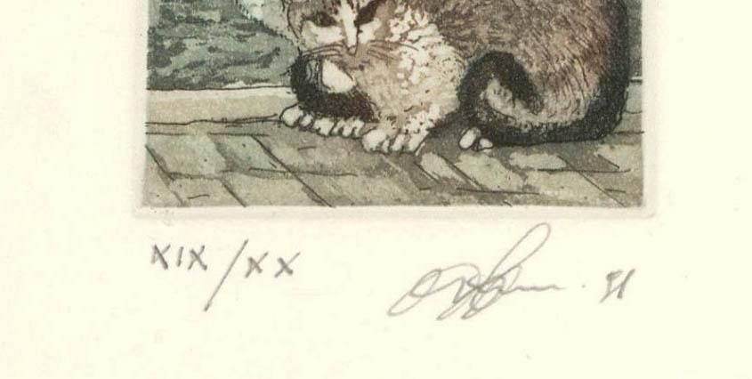 Cat Outram Contemporary Aquatint, Cats In Venice photo Art