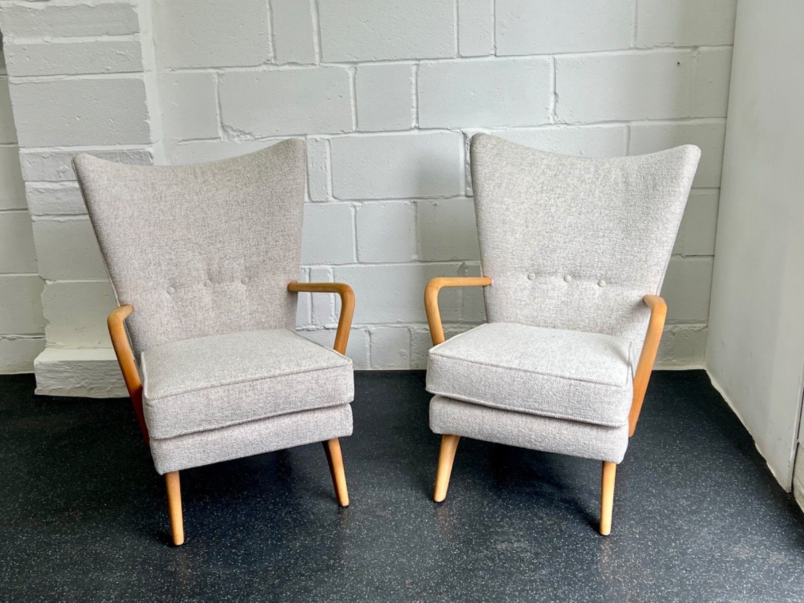 photo for sale Pair Midcentury Howard Keith Bambino Chairs New Upholstery (Delivery Available)