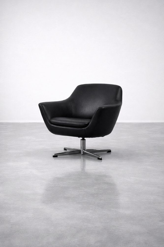 Mid Century Scandinavian Modern Black Swivel Chairs, 1970s, Set Of 2 photo for sale