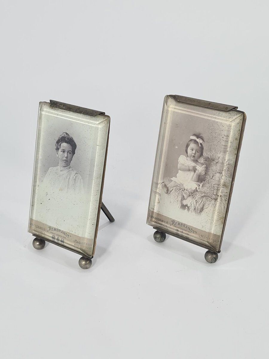 320.0 Antique Photo Frames With Beveled Glass, Europe, 1900s, Set Of 2 photo