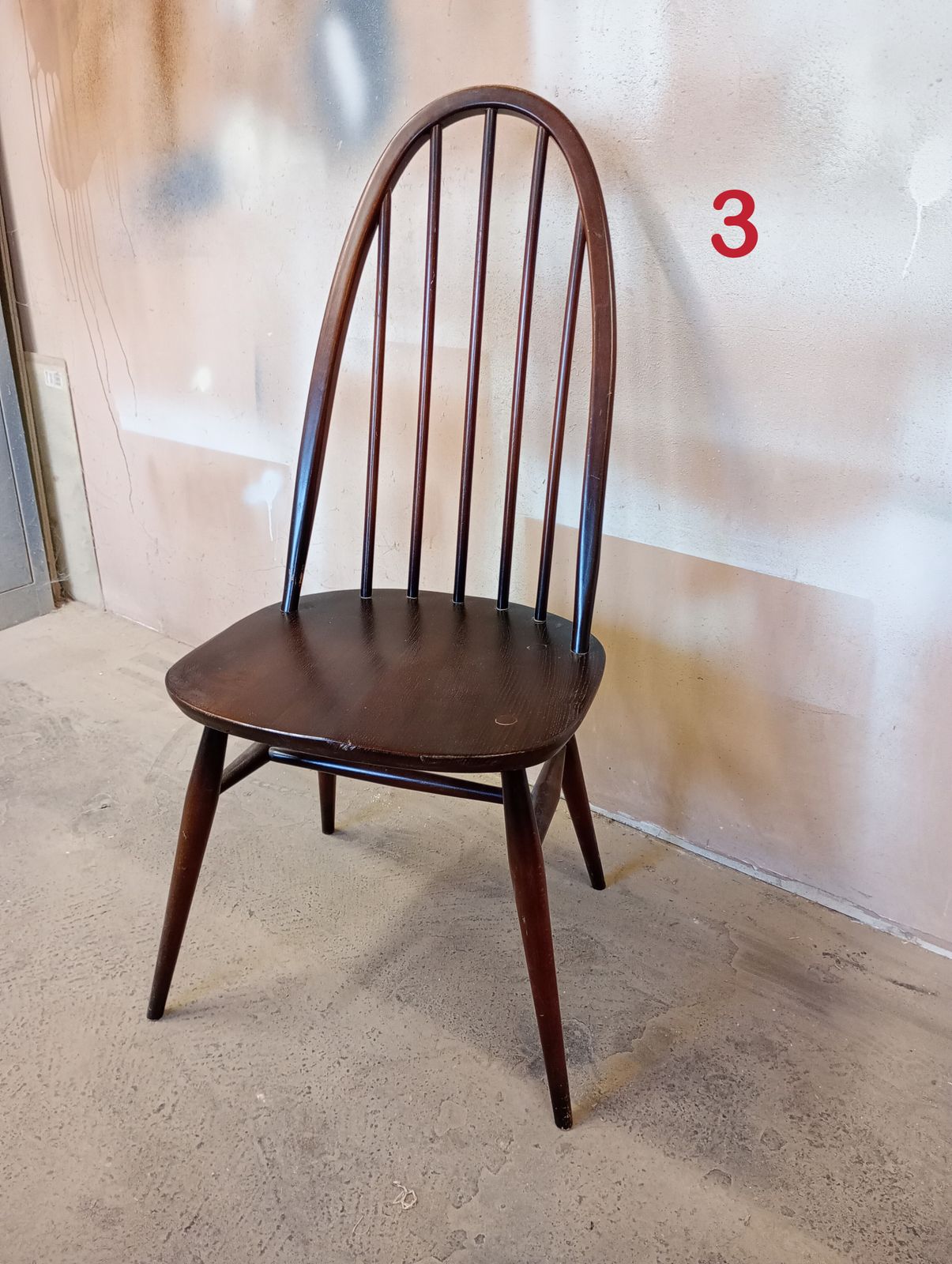 Vintage Ercol Quaker Model 365 Dining Chairs In Dark Brown Finish