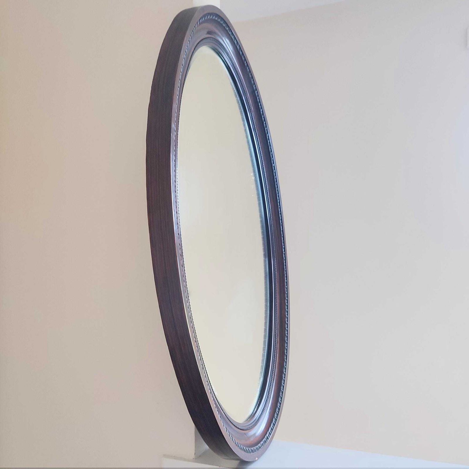 Large Antique Edwardian Scumble Glazed Oval Wooden Frame Mirror 34 X 24.5" photo 385.0