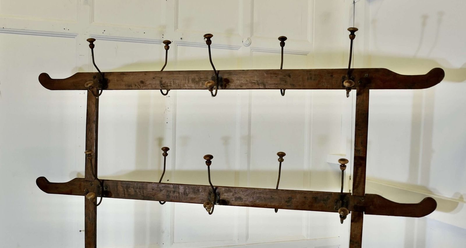 French Double Sided Arts & Crafts Golden Pine Hanging Rail photo Furniture