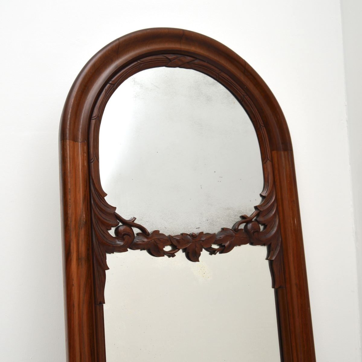 Antique Victorian Carved Walnut Mirror photo for sale