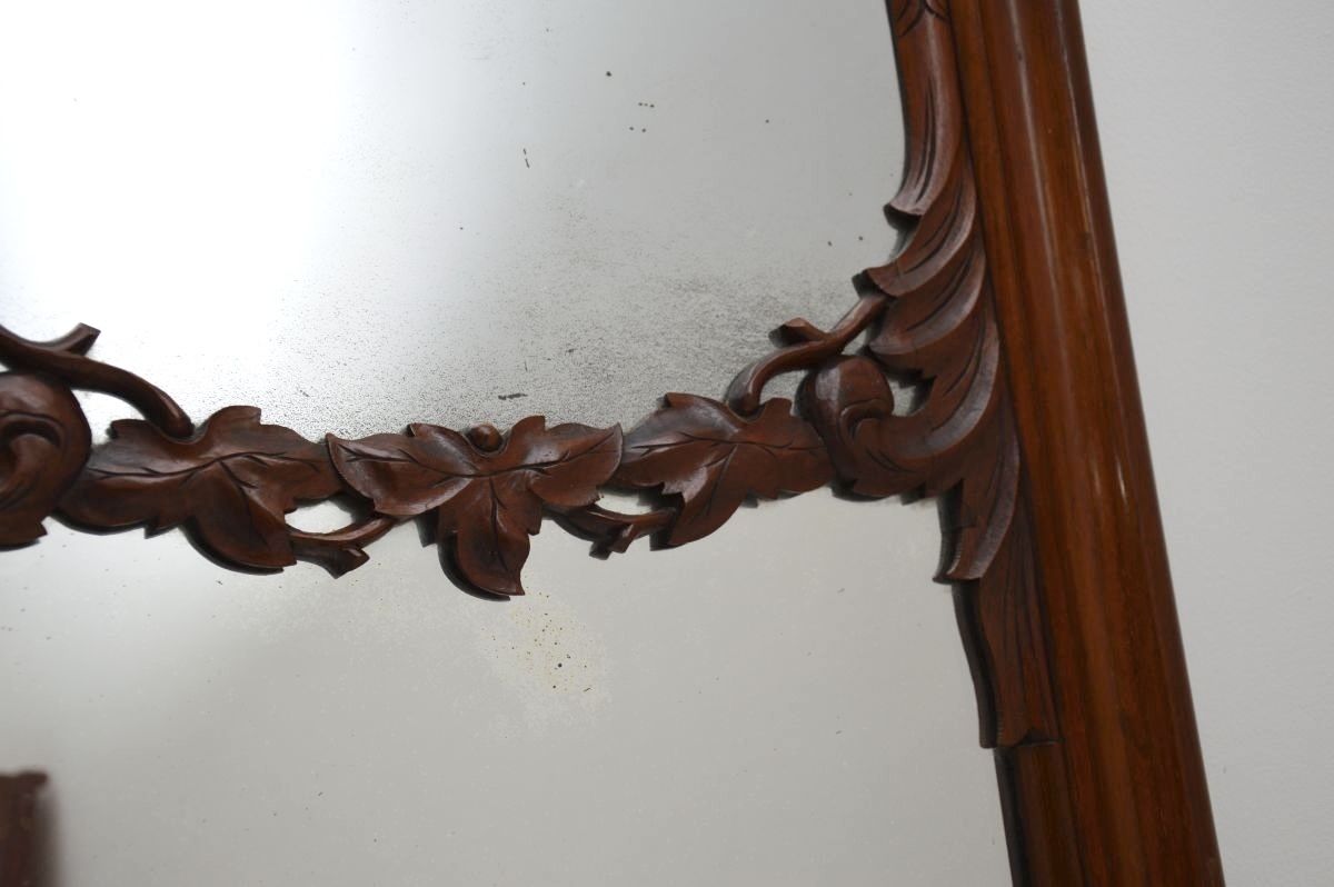 Antique Victorian Carved Walnut Mirror photo vinterior