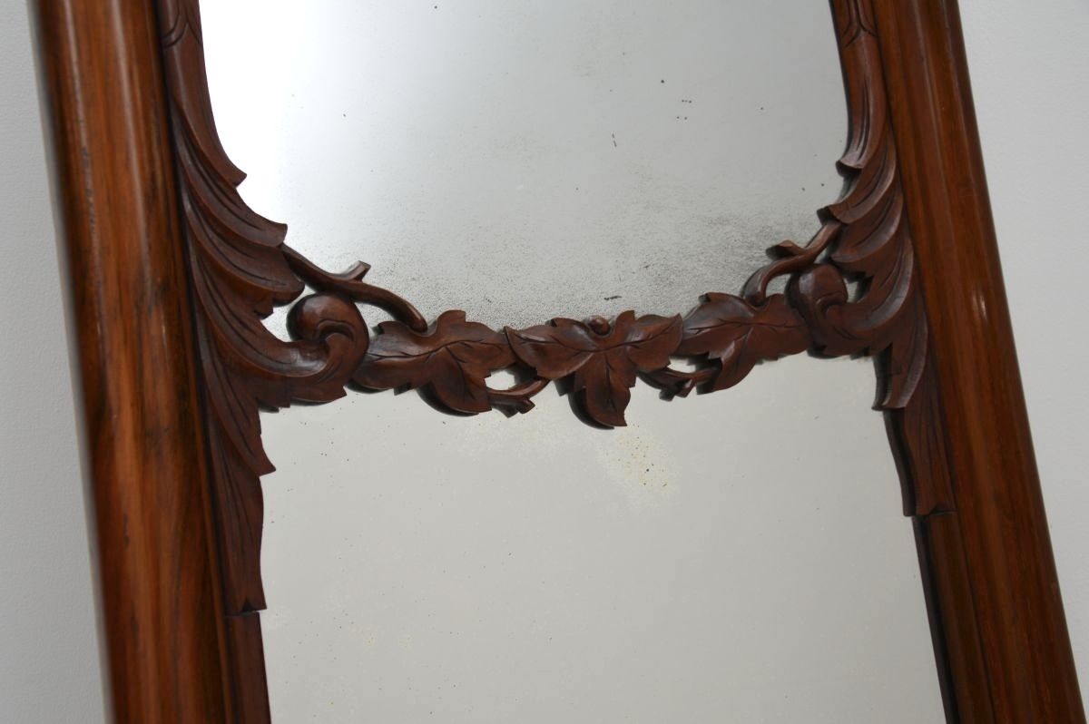Antique Victorian Carved Walnut Mirror photo vintage