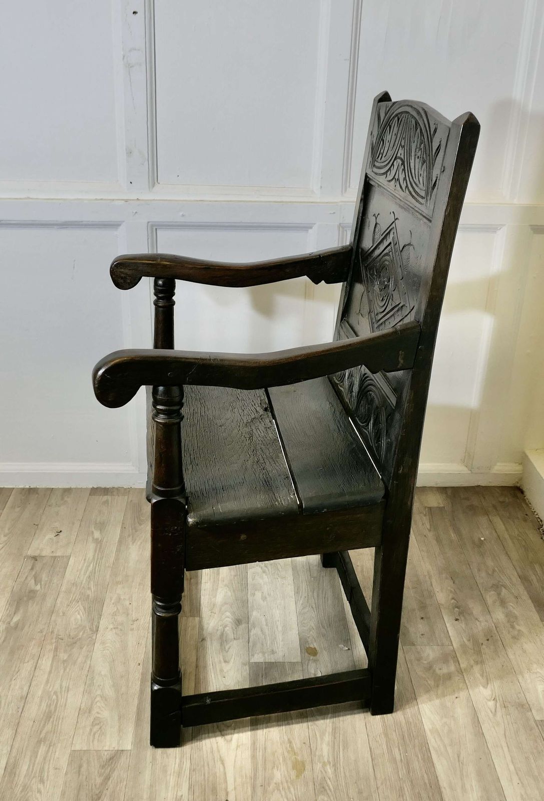 18th Century Oak Wainscot Chair, Hall Chair This Handsome Chair photo furniture