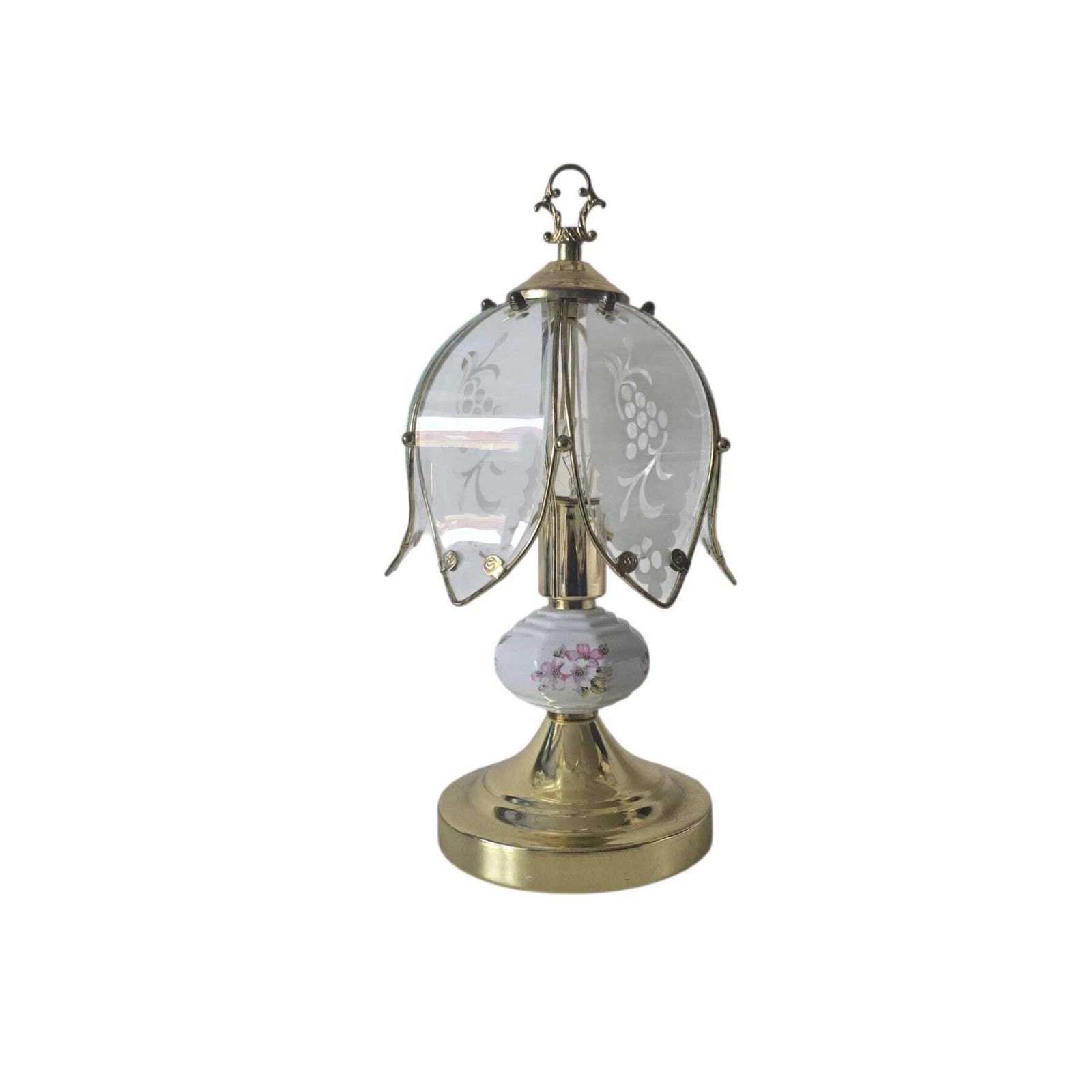 Vintage Hollywood Regency Glazen Bloemenlamp – Anthony California Lamp, Jaren 80