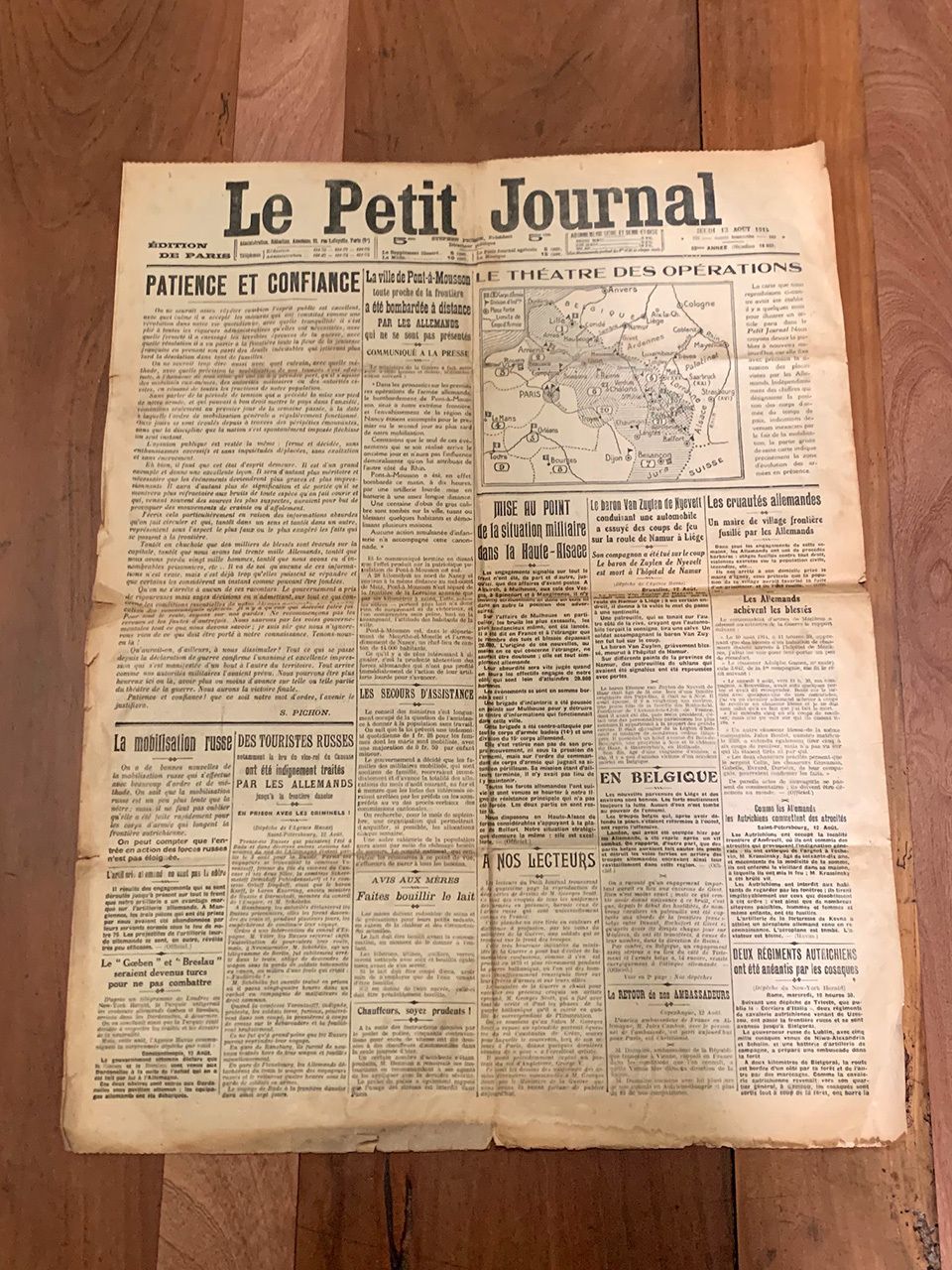 Newspaper Article Dated 13 August 1914 photo buy