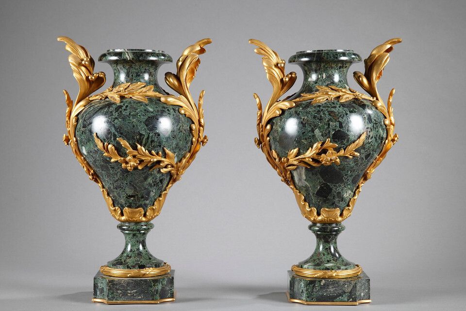 Pair Of Marble And Bronze Vases, Napoleon III photo for sale