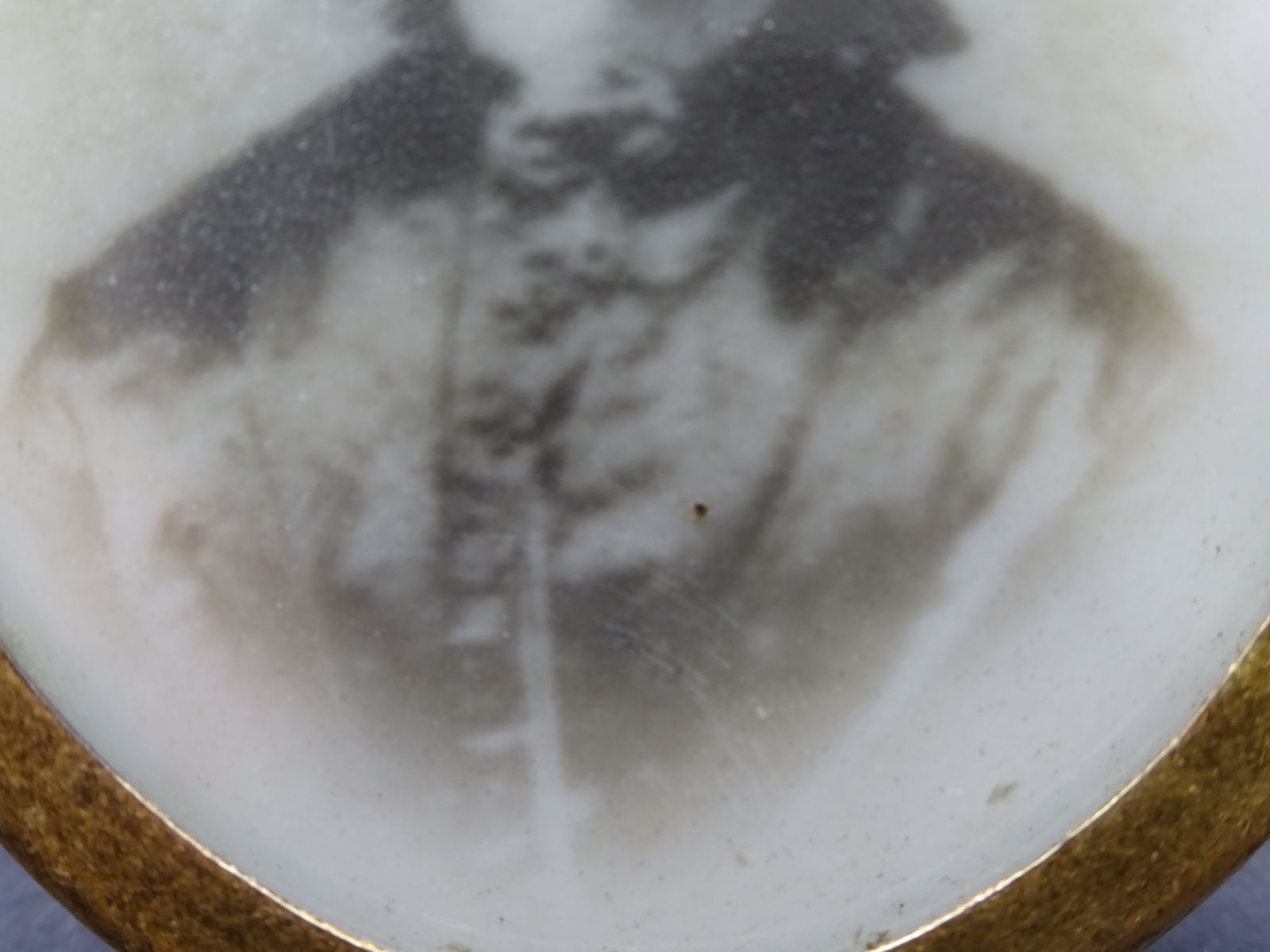Rare Victorian Opalotype Milk Glass Portrait In Brass Frame photo furniture