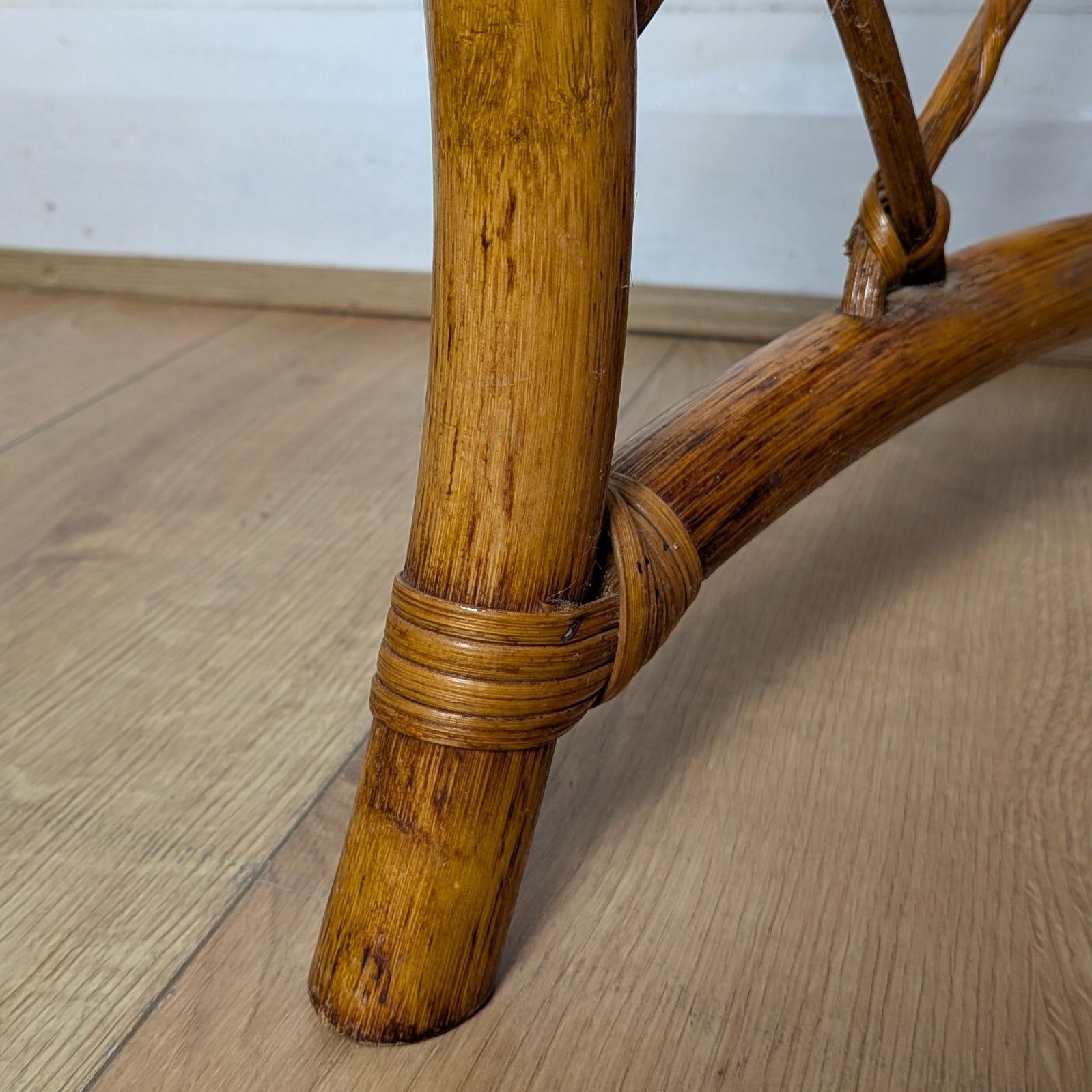 photo for sale Mid Century Bamboo & Rattan Nest Of Tables | Scalloped Arch | Boho Tiki Vintage