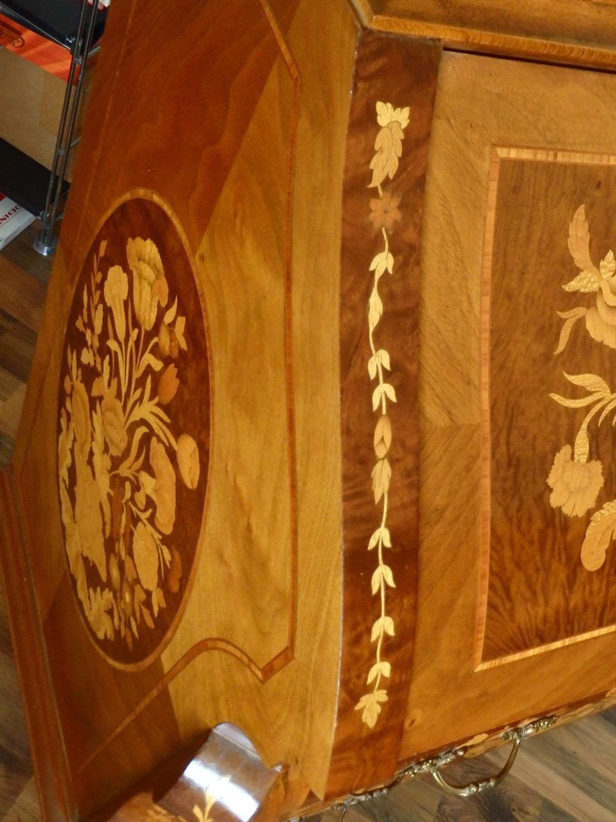 Ladies' Secretary Desk With Rich Floral And Bird Inlays And Many Drawers photo Furniture
