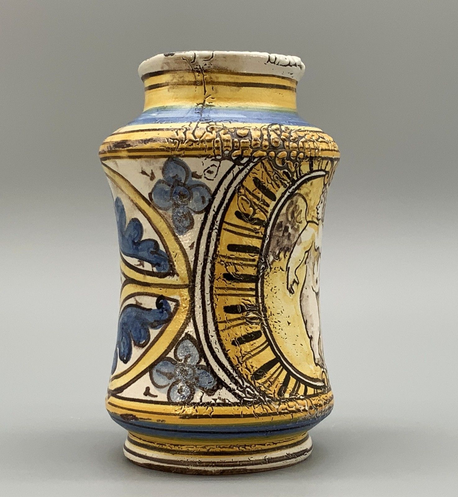 Italian Majolica Albarello Pharmacy Wet Drug Jar 18th/19th Century Faience Large photo for sale
