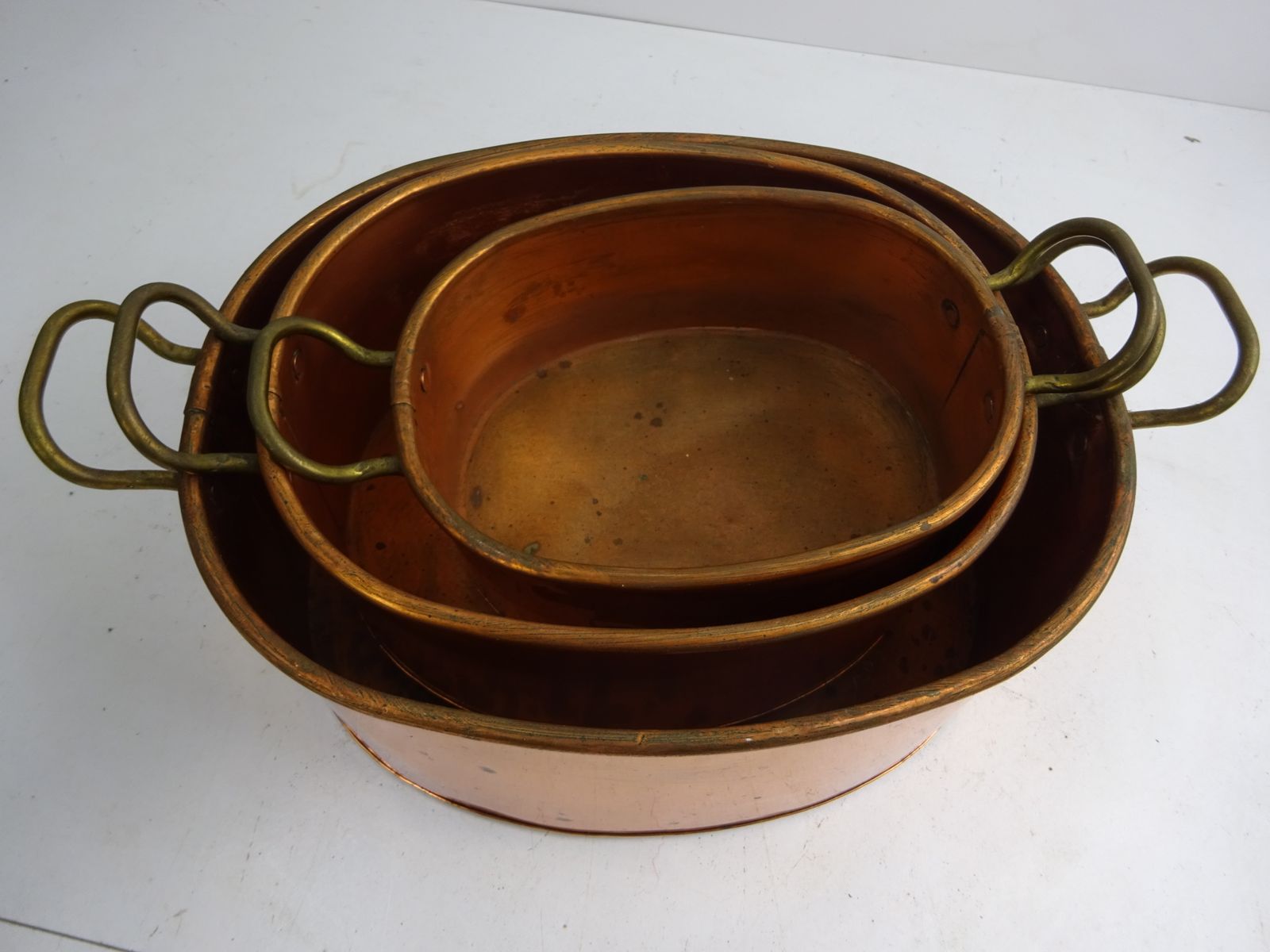 photo buy Set Of 3 Copper And Brass Trough Planters