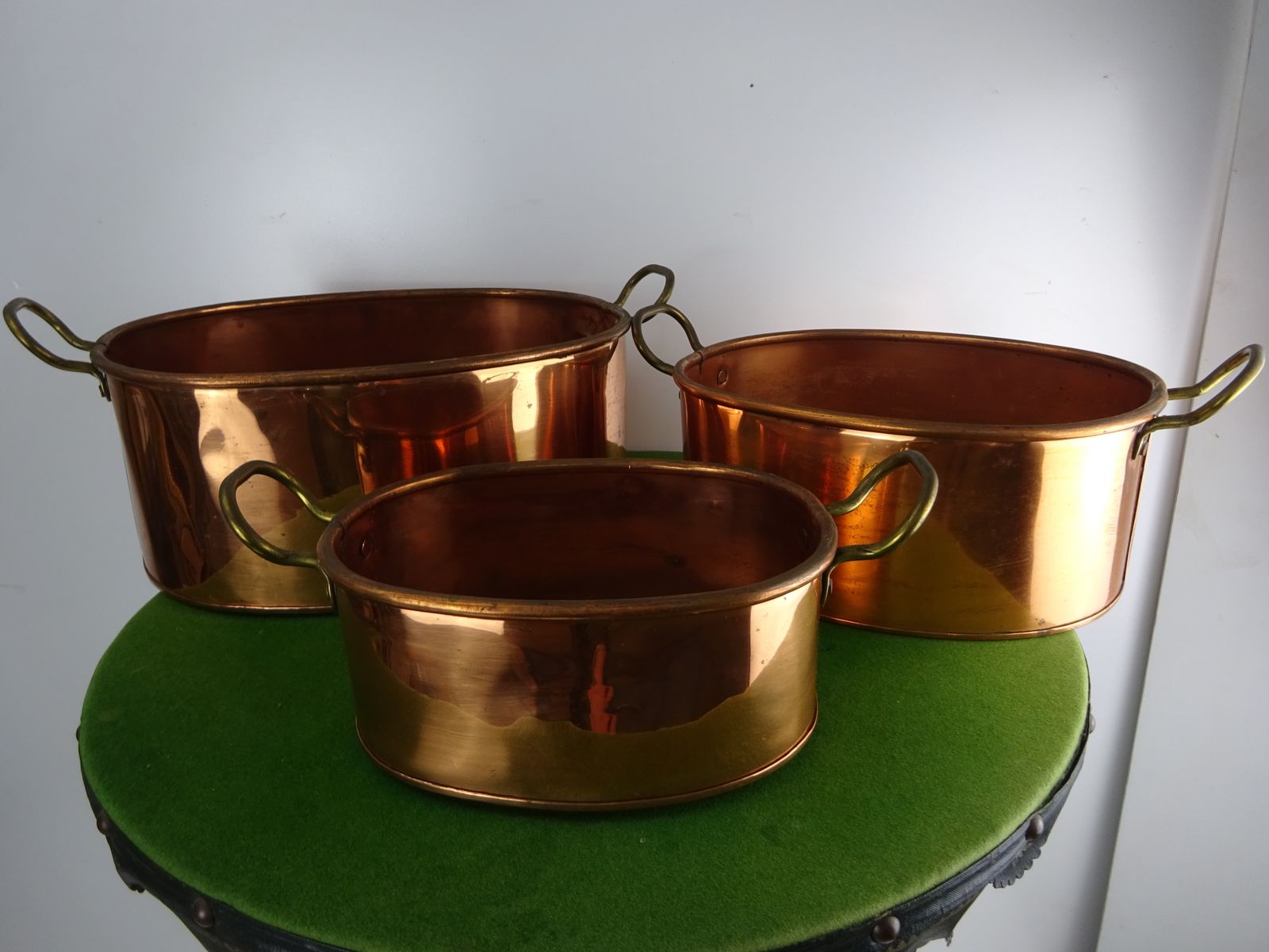Set Of 3 Copper And Brass Trough Planters