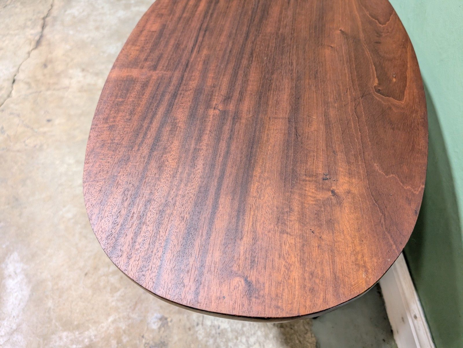 Antique Mahogany Oval Top Side Table On Brass Castors Wine End Plant Stand. photo for sale