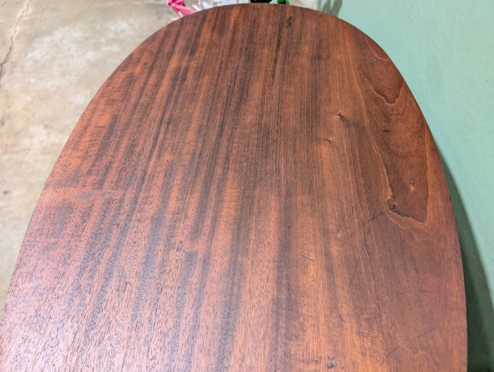 Antique Mahogany Oval Top Side Table On Brass Castors Wine End Plant Stand. photo Furniture
