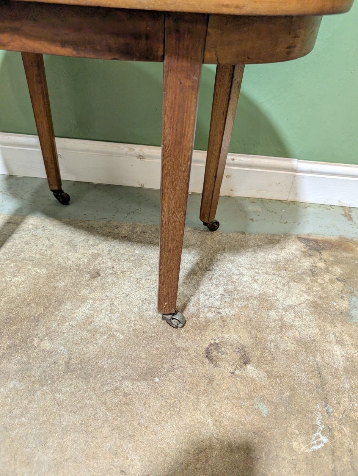 Antique Mahogany Oval Top Side Table On Brass Castors Wine End Plant Stand. photo vintage