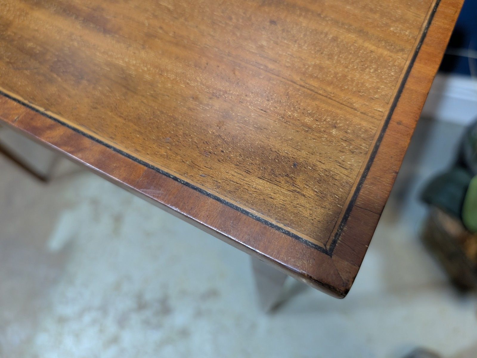 Edwardian Mahogany Side Table Elegant Legs Wine End Antique Polished Inlaid photo for sale