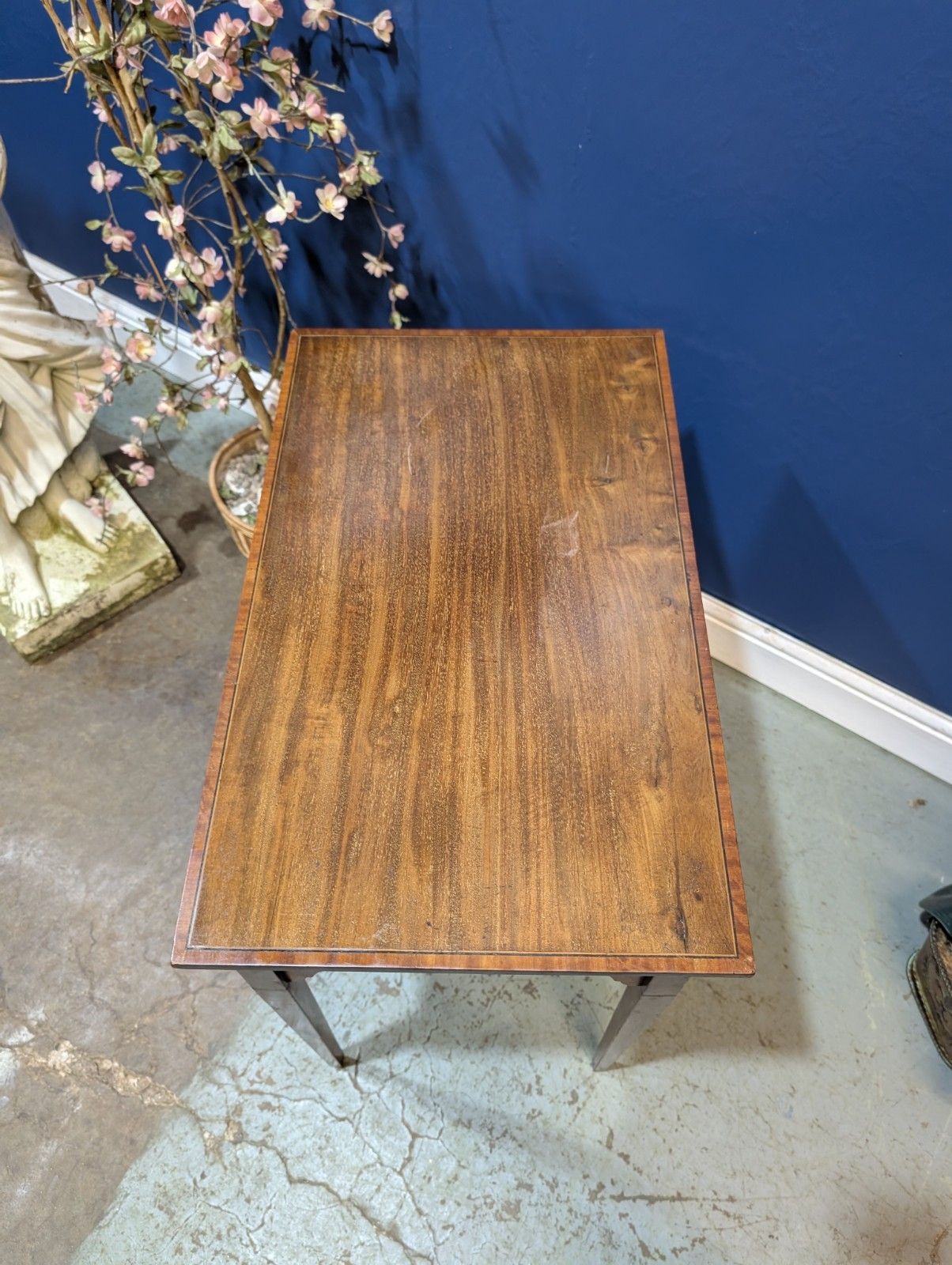 Edwardian Mahogany Side Table Elegant Legs Wine End Antique Polished Inlaid photo 125.0