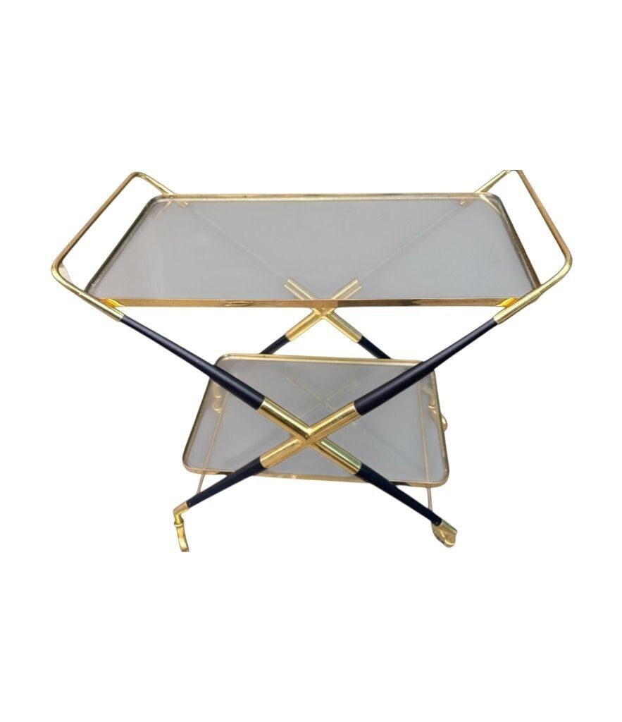 Furniture An Italian 1950s Black Lacquer And Brass Bar Trolley By Cesare Lacca photo