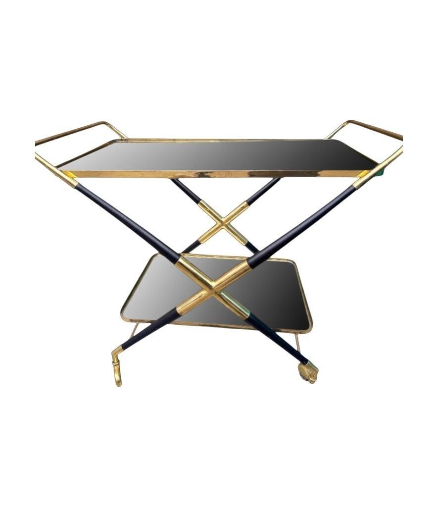photo buy An Italian 1950s Black Lacquer And Brass Bar Trolley By Cesare Lacca