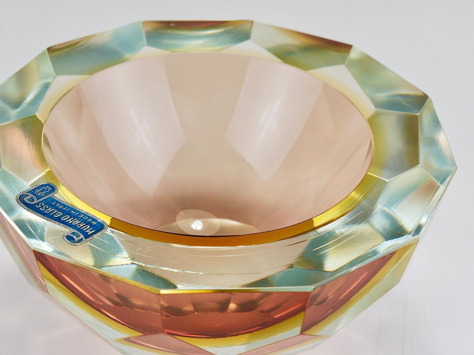 Mandruzzato Sommerso Faceted Caviar Murano Glass Diamond Bowl, Italy, 1960s photo furniture