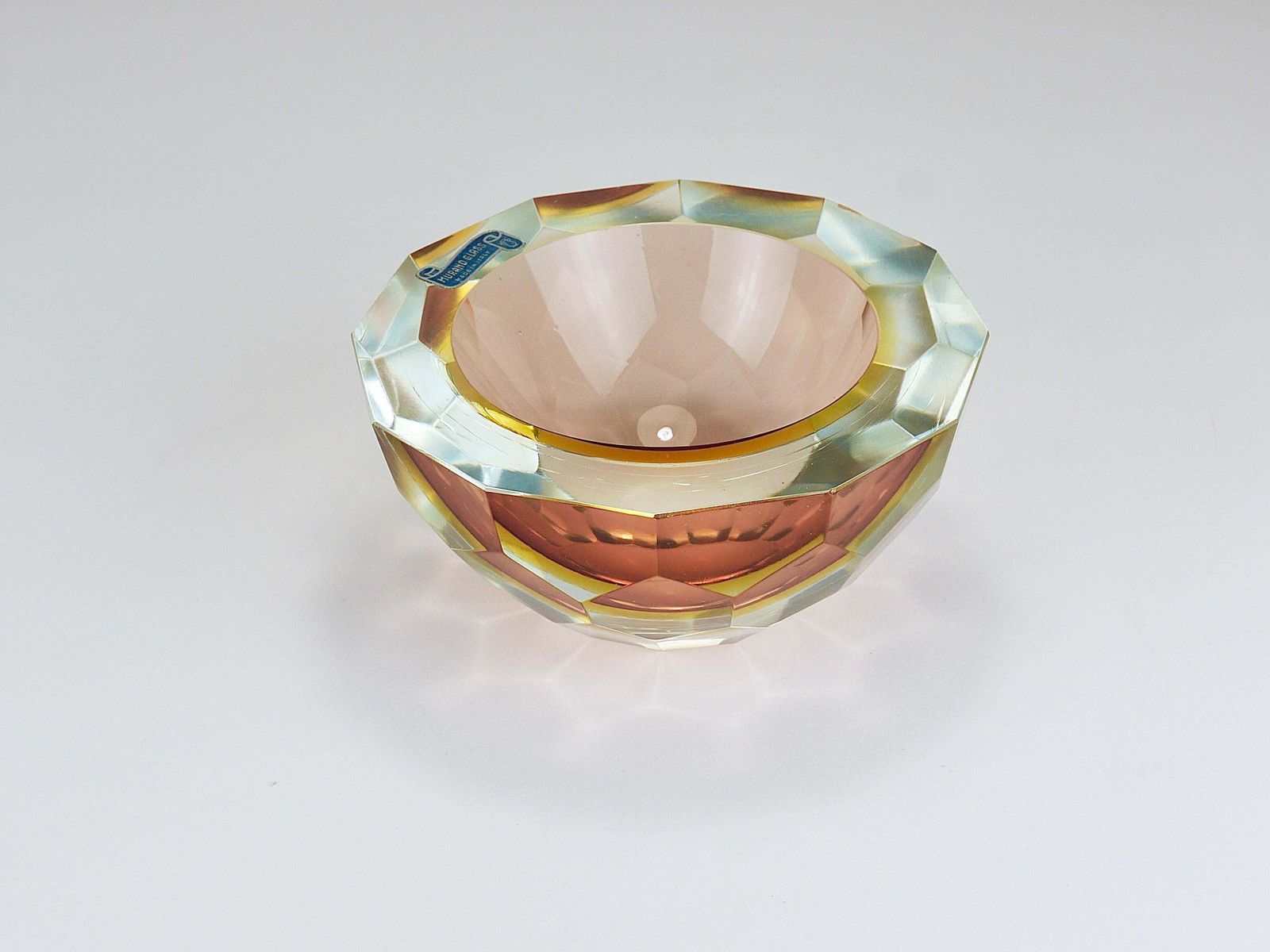 photo furniture Mandruzzato Sommerso Faceted Caviar Murano Glass Diamond Bowl, Italy, 1960s