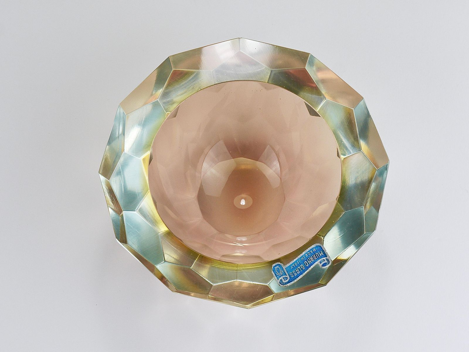 photo for sale Mandruzzato Sommerso Faceted Caviar Murano Glass Diamond Bowl, Italy, 1960s